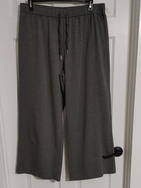 Women's Plus Size Gray Drawstring Lounge Pants Wide Legged Casual Wear Or Dressy